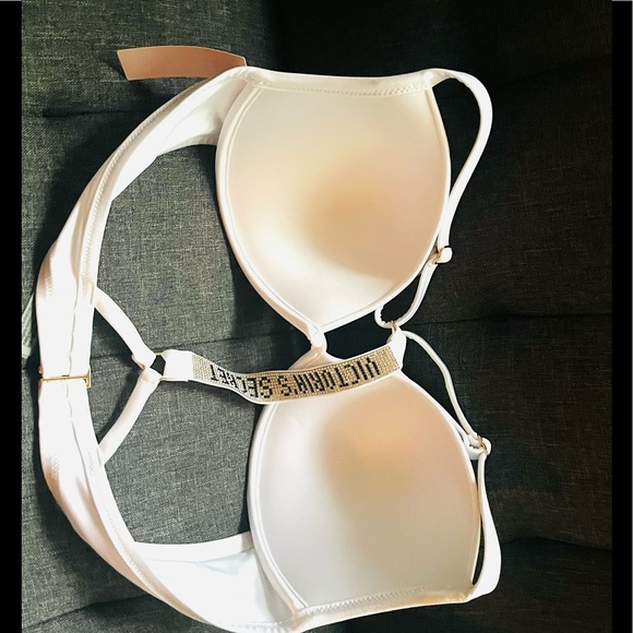 VICTORIA'S SECRET Shine Back Strap Full Coverage Push-Up Bikini Top Swim 36C RED - Picture 8 of 11